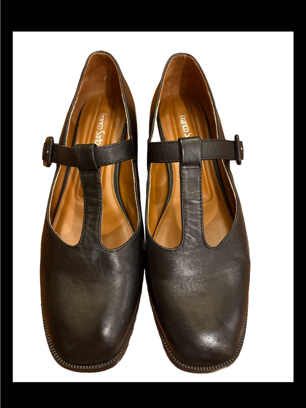 Franco Sarto Women’s Kenley Black Mary Jane T-Strap Leather Flats size 7.5 - Picture 5 of 9